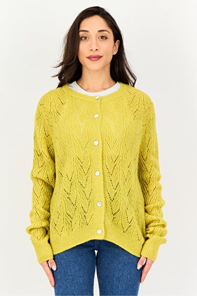 Philosophy Women Crochet Long Sleeve Sweater, Mustard