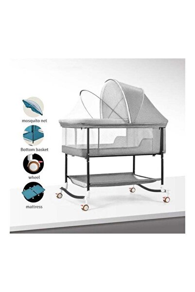 KidLe Grey Portable Child Sleeping Basket Bed European Style Folding Crib 9-12 Months