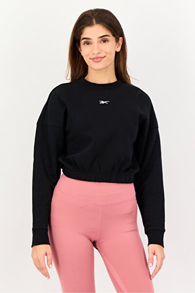 Reebok Women Sportwear Fit Brand Logo Long Sleeve Outdoor Sweatshirt, Black