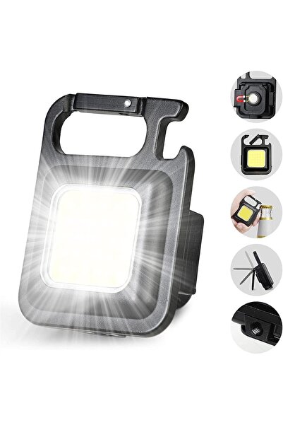 Other COB LED Keychain Flashlight 800 Lumen USB Rechargeable with Holder, 4 Modes, Bottle Opener