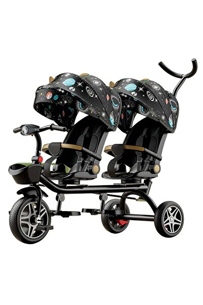 Ma Baby MaBaby 2-in-1 Convertible Double Stroller & Tricycle for Twins, 360° Rotating Reclining Seats
