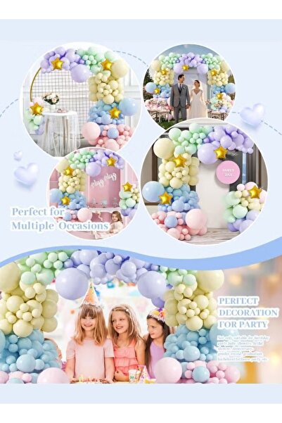 Generic 145Psc Pastel Balloon Set Macaron Latex Party Balloons Different Sizes 5/10/12/18 inch Balloon Arch