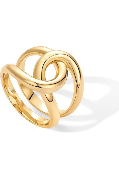 Generic 14K Gold Plated Ring for Women, Chunky Link Interlock Band, Statement...