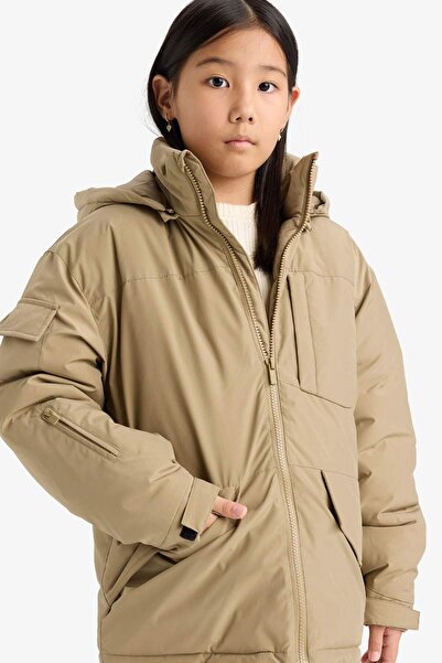 DeFacto Girl's Detachable Faux Fur Collar Hooded Parka F0045A825Au