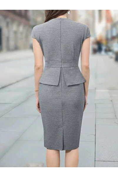 GENCULUS Women's Short Sleeve Square Neck Imported Crepe Dress