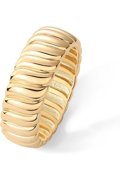 Generic Chunky Gold Plated Ring, Wide Stackable Band for Women, 14K Gold Plat...