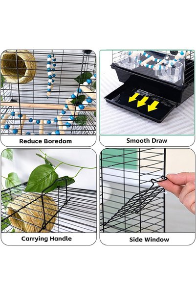 Sumkyle Bird Cage Iron Standing Large for Cockatiels Pet Bird Stick Nest Metal Cage