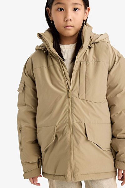 DeFacto Girl's Detachable Faux Fur Collar Hooded Parka F0045A825Au