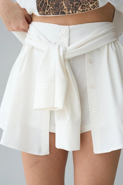 GENCULUS Shirt Tie Shorts Cream