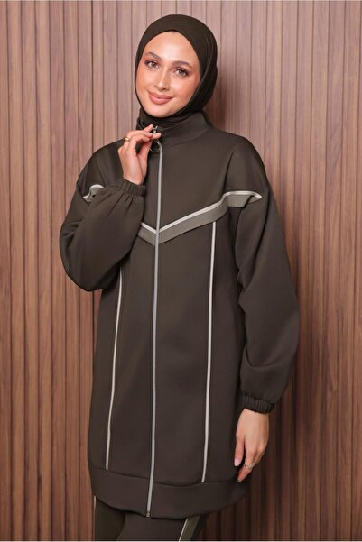 TRENDTESETTÜR Women's Brown (Bitter Brown) Scuba Knitted Suit with Pants t 7435