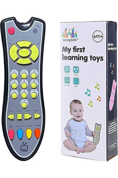 Generic Baby TV Remote Control Learning Toy with 3 Languages, for 6 Months+, Gray
