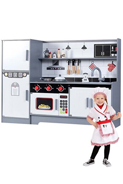 Ma Baby مجموعة ألعاب مطبخ خشبية من مابيبي مع ضوء، مجموعة ألعاب مطبخ تظاهرية ل...