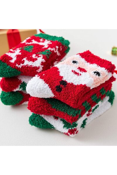 Generic 6 Pairs Christmas Fuzzy Socks Women Soft Microfiber Warm Slipper Socks Cozy Sleeping Winter Gift