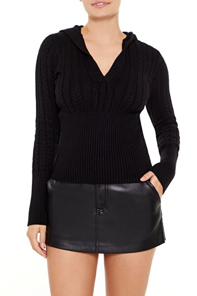 Forever 21 Kapüşonlu Örgü Kazak
