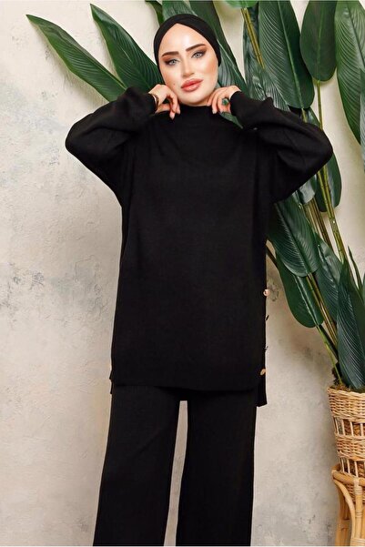 TRENDTESETTÜR Women's Black Knit Tunic t 0108-1