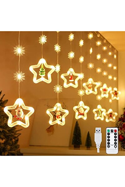 Generic 10 Star Christmas Window Lights 120 LED Curtain String Santa Snowman Ornament Remote USB Warm White