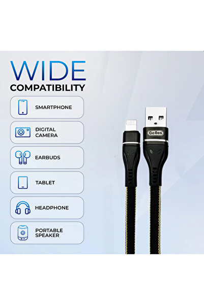Go-Des GD-UC530IP 2M Lightning Cable 2.4A Fast Charging and Data Sync Durable Braided Wire