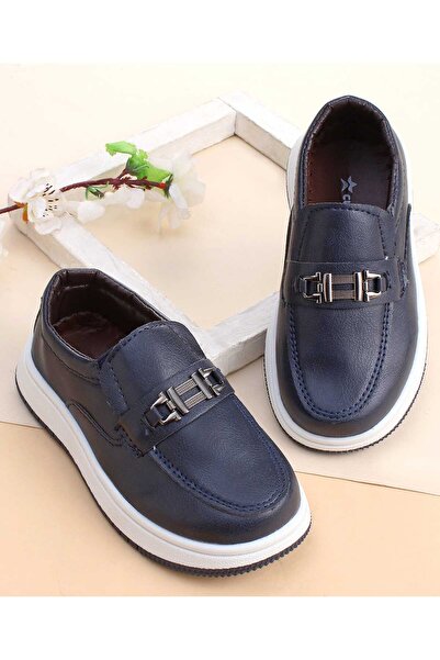 Cute Walk by Babyhug Slip-On Solid Loafers with Applique - Navy Blue