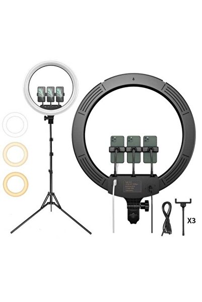 Generic حلقة إضاءة LED قابلة لإعادة الشحن RGB مقاس 14 بوصة مع حامل ثلاثي القوائم