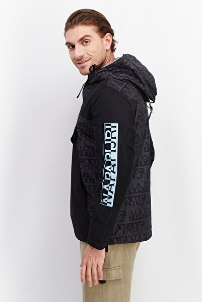 Vans Men Brand Logo Soft Shell Hooded Jacket , Black Combo