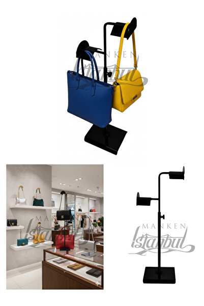 Manken İstanbul 2 Li Siyah Yükseklik Ayarlanabilir Çanta Standı Çanta Askısı