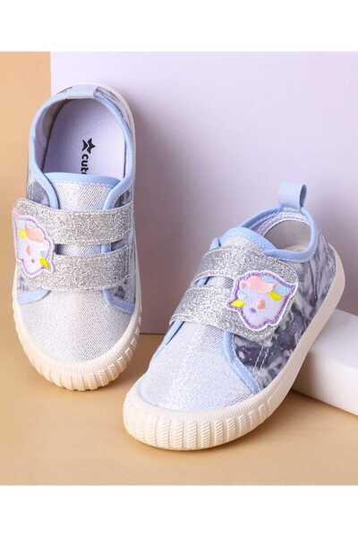 Cute Walk by Babyhug Velcro Closure Casual Shoes with Glitter Print - Silver