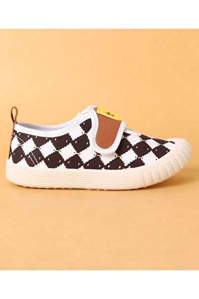 Cute Walk by Babyhug Casual Shoes with Velcro Closure & Checks Design - Brown & White