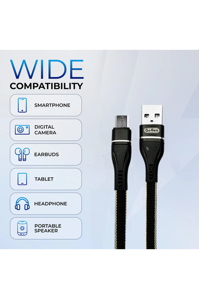 Go-Des GD-UC530M Micro USB 2M Fast Charging Cable Tinned Copper Wire Data Transfer Durable Build