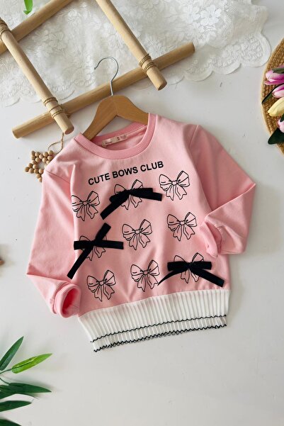 Minigimin Cicileri My Little Girl's Cicileri Bow Detailed Stoned Shorts Single Piece Girl's Set - Pink