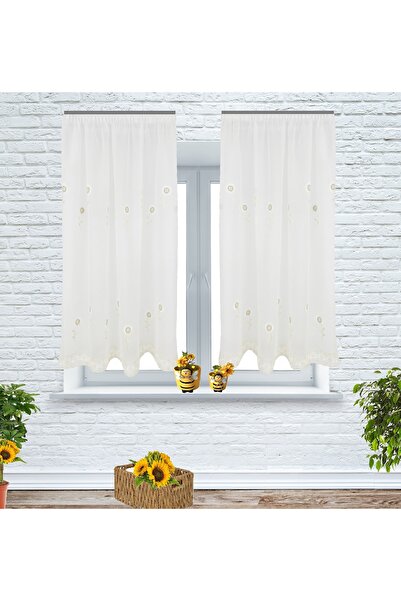 OEM Set of 2 curtains with pleats, 2x145x145 cm, sunflower, ivory