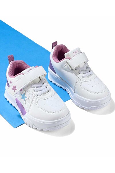 Cute Walk by Babyhug Teddy & Star Themed Sneakers - White & Purple