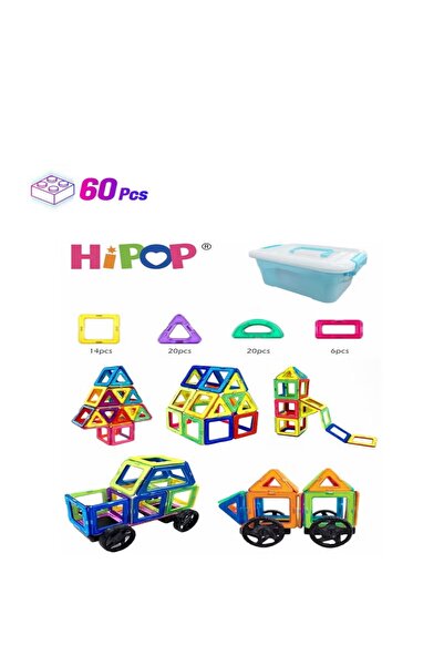 HIPOP 60 Pieces Magnetic Blocks Set,With Storage Box,DIY Educational Toys