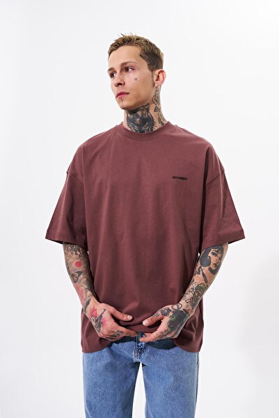 Machinist Men's Basic Cotton Oversized T-Shirt Plum