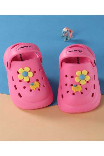 Cute Walk by Babyhug Clogs with Back Strap & Floral Applique - Pink