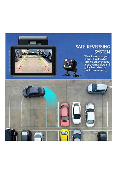 Tradeo 4K Dual-Lens Dash Camera with 3" Touch Display – Front & Rear Recording, Night Vision, Loop Record