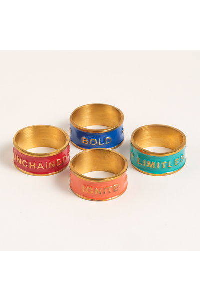 Zsa Zsa Zsu Rampur Çelik - Pirinç Peçete Halkası 5 Cm Altın - Renkli