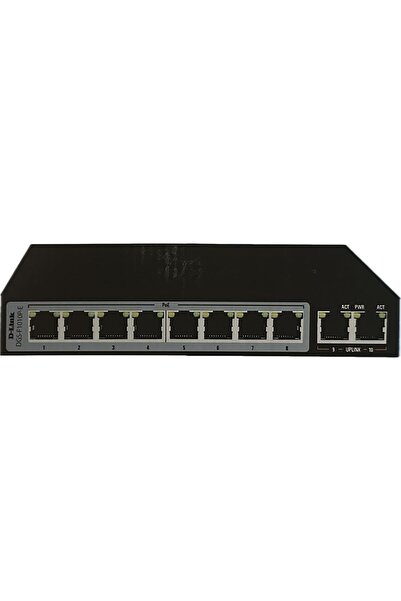 D-Link 8 Port Gigabit PoE Switch - 8 PoE+ 2 Uplink Port 250m DGS-F1010P-E