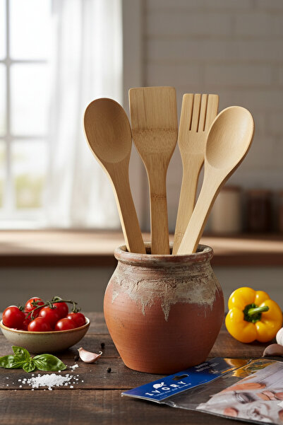 IVORY Wooden Bamboo Kitchen Spoon Set