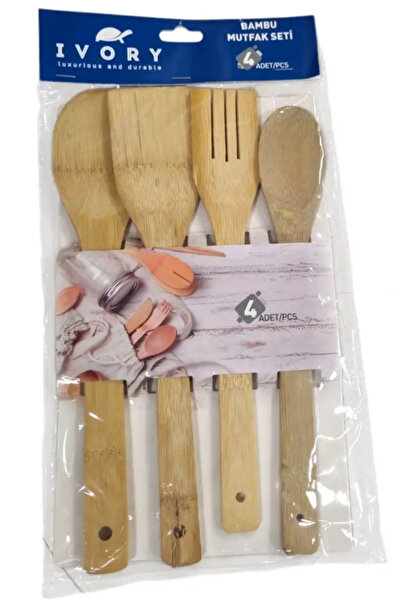IVORY Wooden Bamboo Kitchen Spoon Set