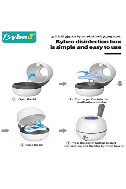 BYBEO UV Light Sanitizer, Portable Pacifier Sterilizer, Mini UV-C Sanitizer Box for Pacifiers, Teethers, D