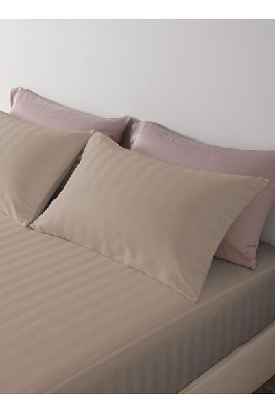 Master Home Textile Single Microfiber Sheet Set, Single Size 2 Pieces, Hotel Stripes Design