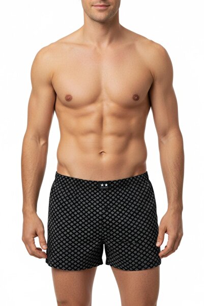 İki Yıldız Men's Combed Cotton Printed Patterned Boxer Bgl-St05010