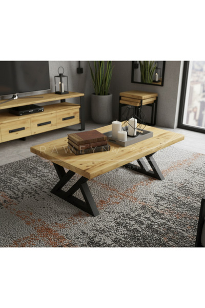 raweyn MOBEL DOĞAL AHŞAP ORTA SEHPA 70x70