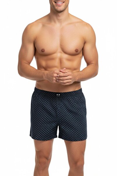 İki Yıldız Men's Combed Cotton Printed Patterned Boxer Bgl-St05010