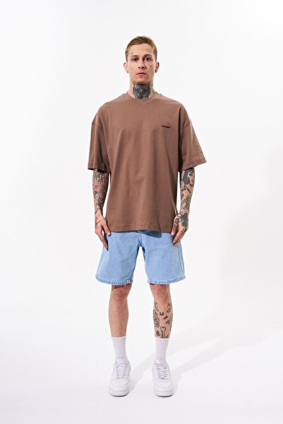 Machinist Men's Basic Cotton Oversized T-Shirt Brown