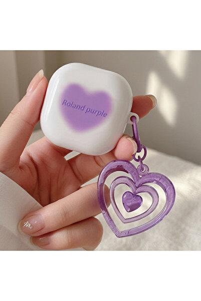 Samsung CaseOnn Galaxy Buds FE - Buds Core Kılıf Renkli Gösterişli Kalp Mor