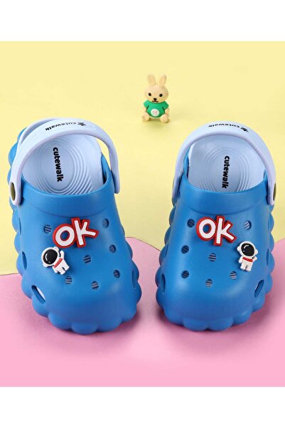 Cute Walk by Babyhug Back Strap Closure Clogs With Astronaut Applique - Blue