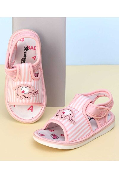 Cute Walk by Babyhug Velcro Closure Musical Sandals with Elephant Applique - ...