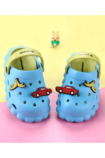 Cute Walk by Babyhug قباقيب بحزام خلفي مع زينة سيارة - أزرق