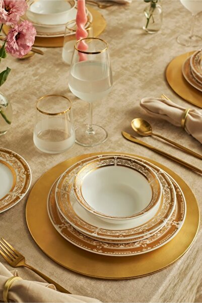 Karaca Forever Bone Goldenia 24 Parça 6 Kişilik Yemek Takımı